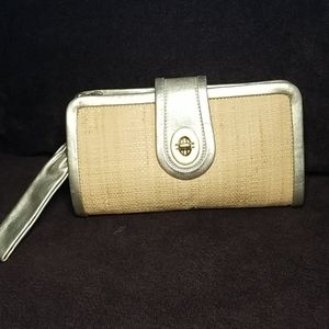 Coach Wicker and Gold Wristlet